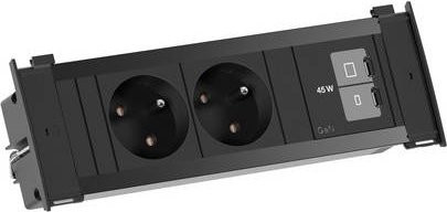 Bachmann KAPSA S Steckdose mit 2x USB-C 45W, Farbe Schwarz, Kabellänge: 2 m - Bild 1