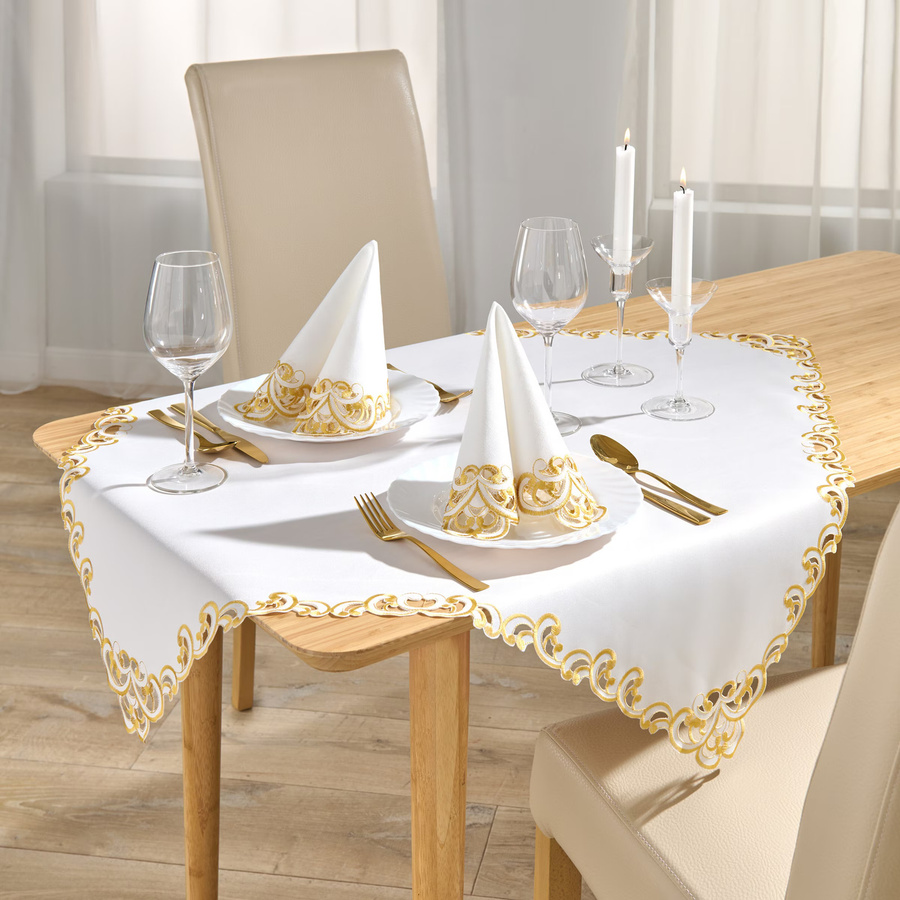 Stoffservietten Elegant von viva domo in Gold und Weiss, 4 Stück für festliche Anlässe - Bild 2