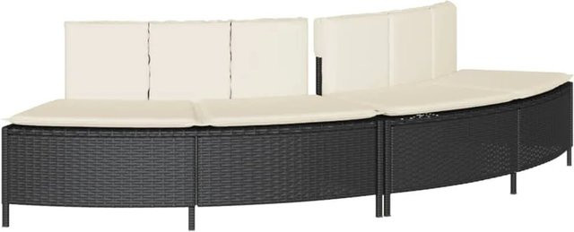 vidaXL Whirlpool-Bänke mit Auflagen, 2 Stück, Schwarz, Polyrattan - Bild 1