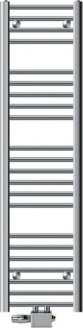 LuxeBath Badheizkörper aus Stahl in Chrom, gerade mit Mittelanschluss und Universal-Anschlussgarnitur, Höhe: 140 cm, Breite: 30 cm - Bild 2