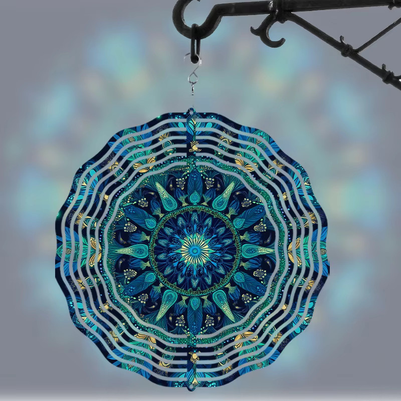 CIFBUY Hängender Windspinner Outdoor-Windskulptur aus Metall, 360 Grad drehbar, Mehrfarbig, Durchmesser: 25,4 cm - Bild 2