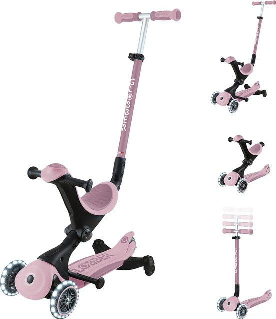 Globber Go-Up Deluxe Lights 360 3 in 1 Scooter Laufrad Aufsitzrad Beere - Bild 1