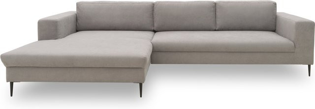DOMO Ecksofa Modica in Silber mit Longchair und Schlaffunktion, L-Form, linksstehend - Bild 1