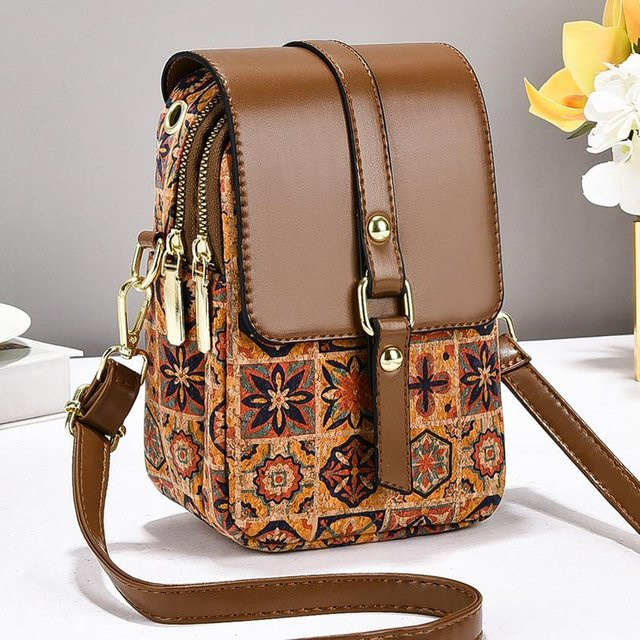 aliwood Umhängetasche PU-Leder, Ethnisches Muster, brown, Damen - Bild 1