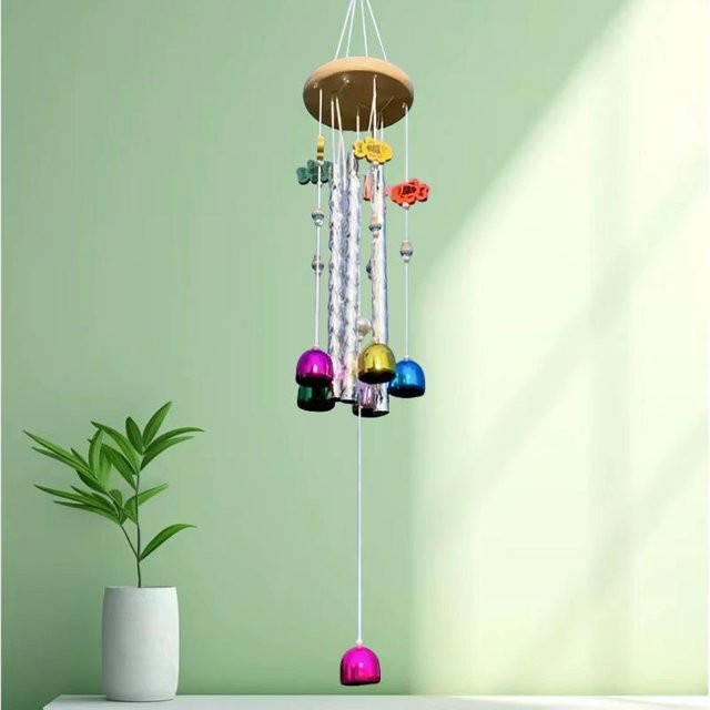 Yiran Furniture Windspiel aus Aluminiumrohr im europäischen Stil, Farbe: Weiß/Mehrfarbig, Höhe: 56 cm - Bild 1