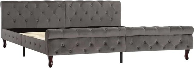 vidaXL Bettgestell aus Samt in Grau mit B/T/H: 200 x 200 x 226 cm - Bild 1