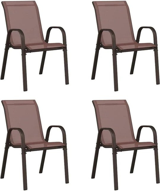Furnicato Stapelbare Gartenstühle 4er Set aus Textilene und pulverbeschichtetem Stahl in Braun - Bild 1