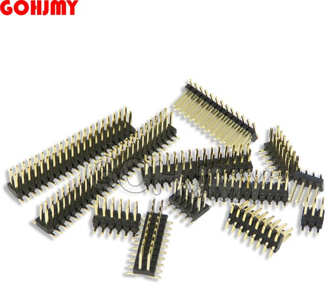 GOHJMY 10er Set SMD SMT zweireihige männliche Pin Header Streifenstecker mit 1,27 mm Pitch in Gold - Bild 1