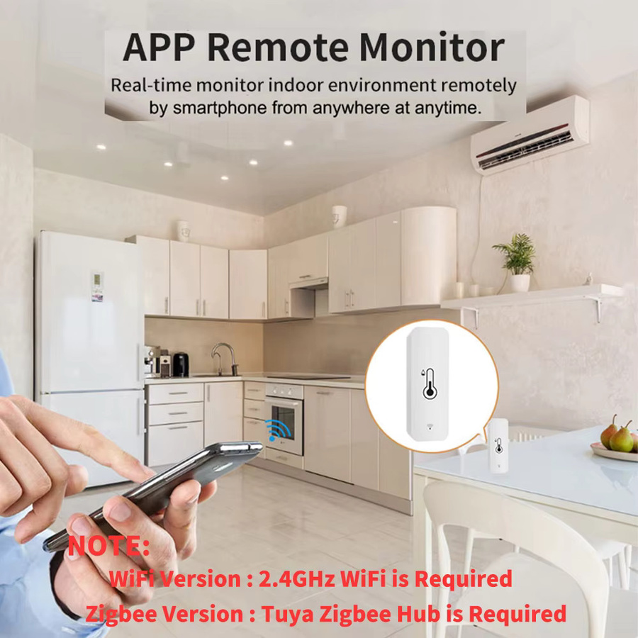 Tuya Zigbee WiFi Temperatur- und Feuchtigkeitssensor TH01/ZTH01 in Weiß mit App-Fernsteuerung und Kompatibilität für Google Assistant, Alexa und SmartLife - Bild 2