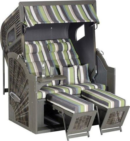 SUNNY SMART Strandkorb Rustikal Dreiviertellieger in vintage Braun/Grau, B/H/T: 135 x 160 x 90 cm - Bild 1