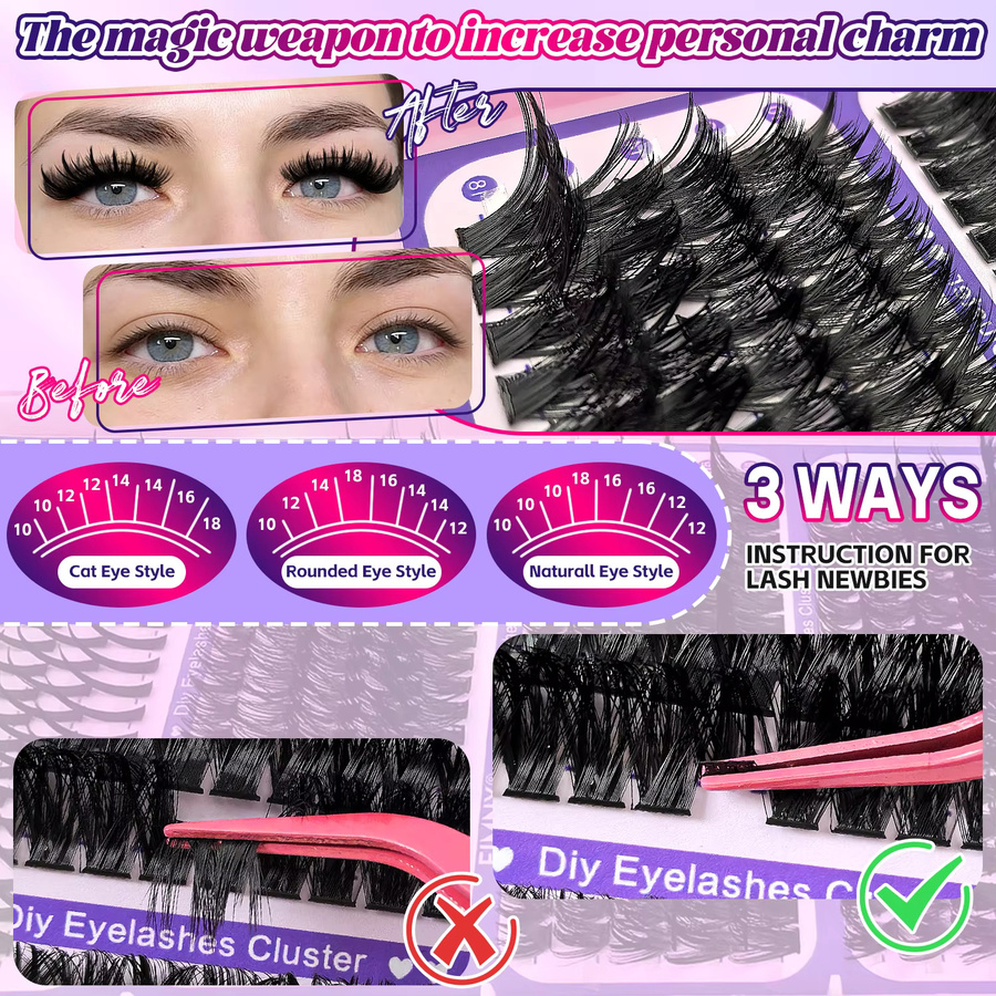 Eimny Wimpernbuch mit Spikes, Black, Unisex, Natürlich - Bild 5
