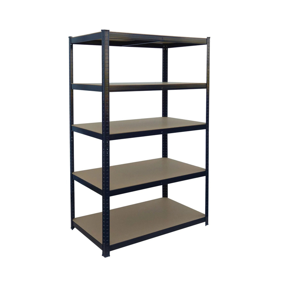 Relaxdays Schwerlastregal mit 5 Böden aus Stahl und MDF, Schwarz-Braun, höhenverstellbar und teilbar, B: 100 cm, T: 40 cm, H: 200 cm - Bild 2