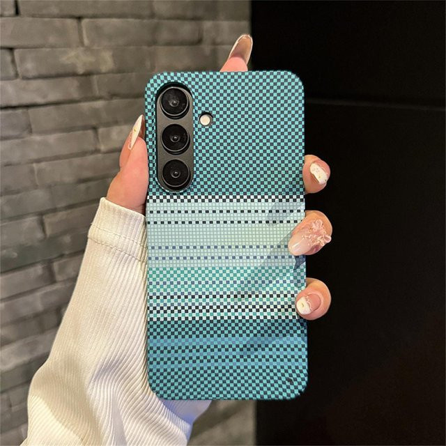 Stoßfeste magnetische Handyhülle mit Carbonfaser-Muster für Samsung Galaxy S23 S24 S2 Ultra Plus in Türkis - Bild 1