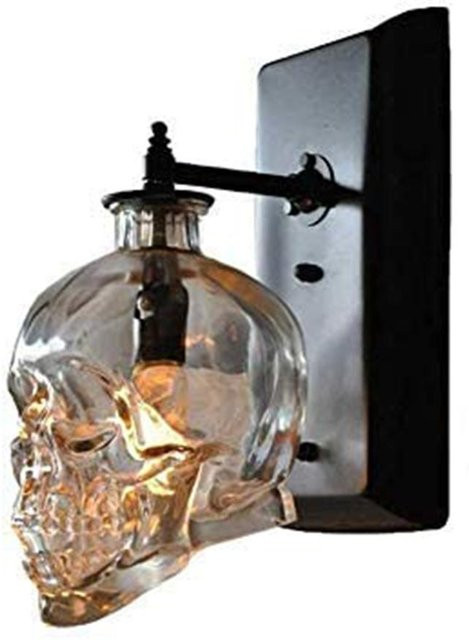 TOMTOP JMS Vintage Wandlampe aus Metall und Glas in Schwarz mit transparentem Schirm und E14 Fassung für Flur und Home Office - Bild 1