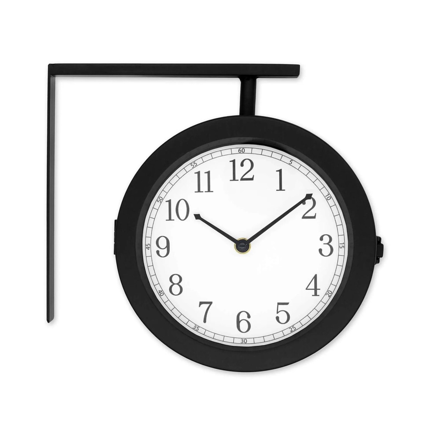 Wall-Art Bahnhofsuhr im industriellen Design, analoge Wanduhr mit Silent-Funktion, Schwarz-Weiß, B: 28 cm, H: 25,3 cm - Bild 2