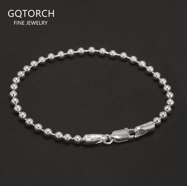 GQTorch Kettenarmband 925 Sterlingsilber, Perlen, 3 mm, Unisex - Bild 1