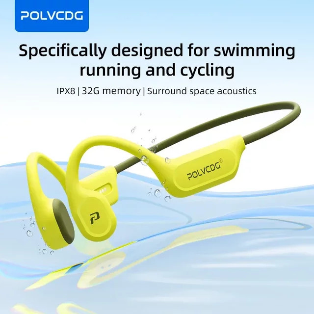 POLVCDG X9 In-Ear Schwimmkopfhörer IPX8 wasserdicht in Gelb für Schwimmen, Laufen und Radfahren - Bild 1