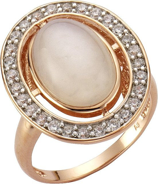 Zeeme Gemstones Ring 925 Silber, Roségold, Mondstein, Zirkonia, Damen - Bild 1