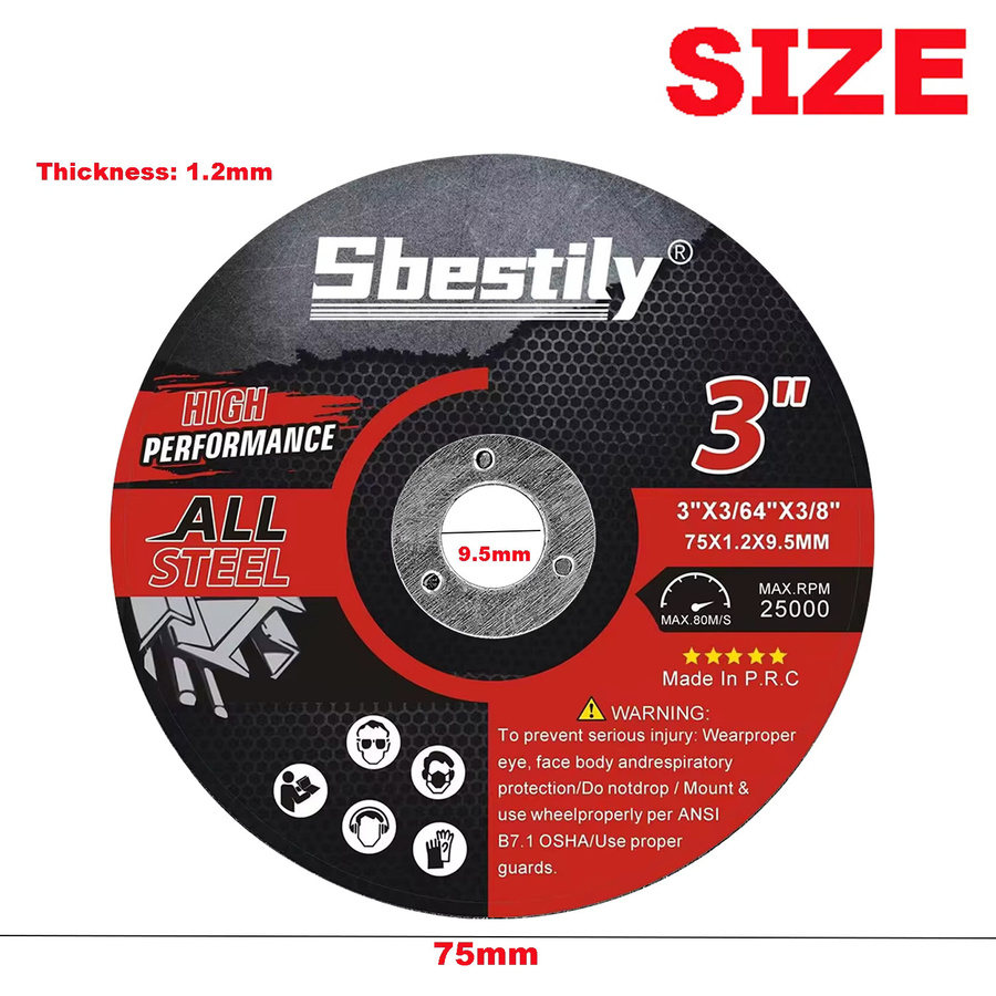 SI FANG 5er Set Mini Trennscheiben Rund 75 mm Ultra Dünn für Winkelgrinder zum Schneiden von Holz und Stahl in Rot und Schwarz - Bild 2