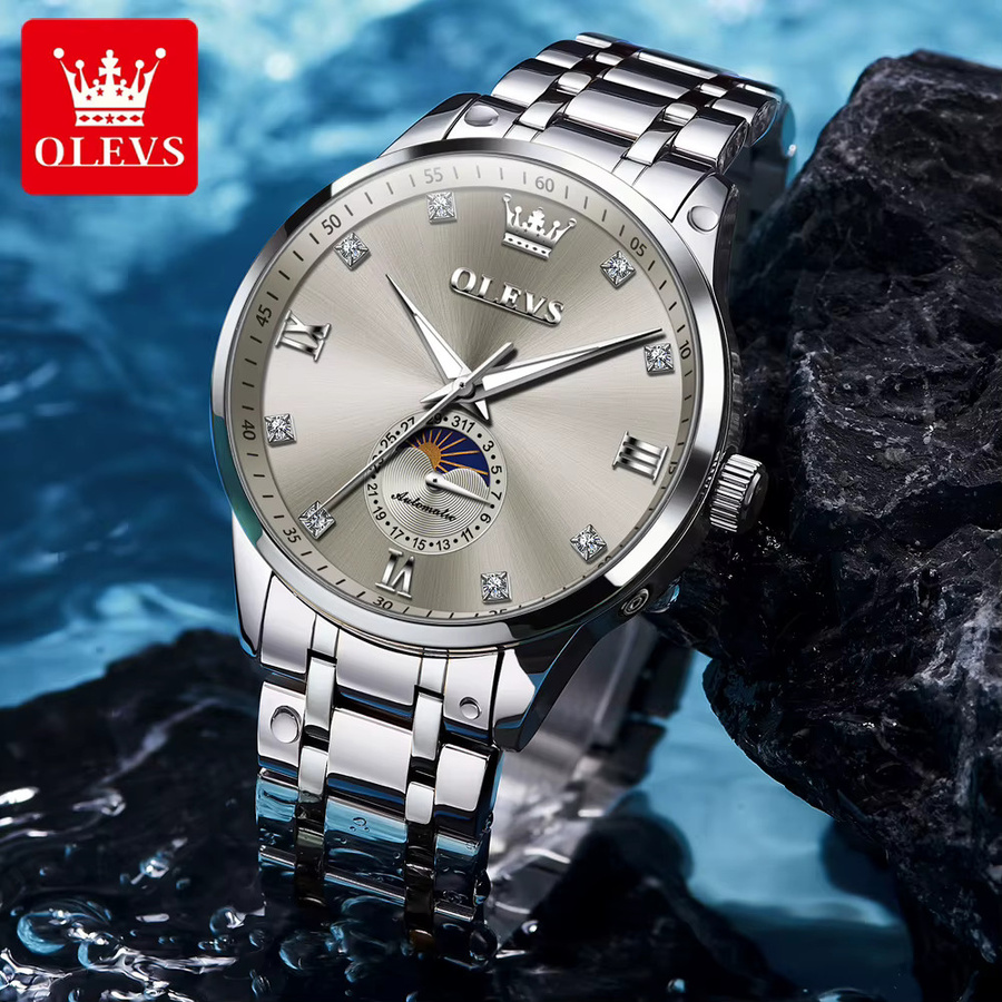 OLEVS Armbanduhr Automatik, Edelstahl, Bicolor, Gold, Herren - Bild 2
