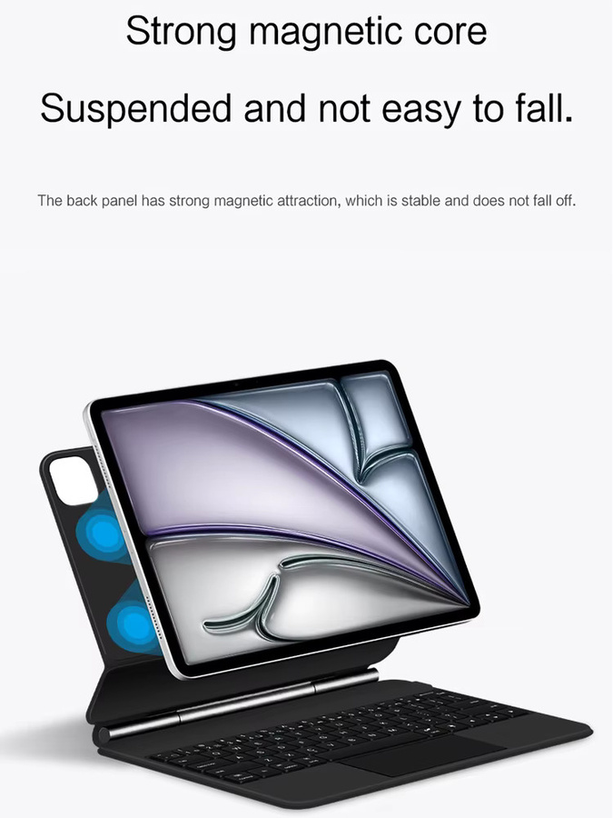 Magic Keyboard Hülle für Apple iPad Air 11 Zoll M4 M3 M2 Pro, Magnetische Tastatur mit Hintergrundbeleuchtung und Smart Cover Folio, Farbe: Schwarz - Bild 5