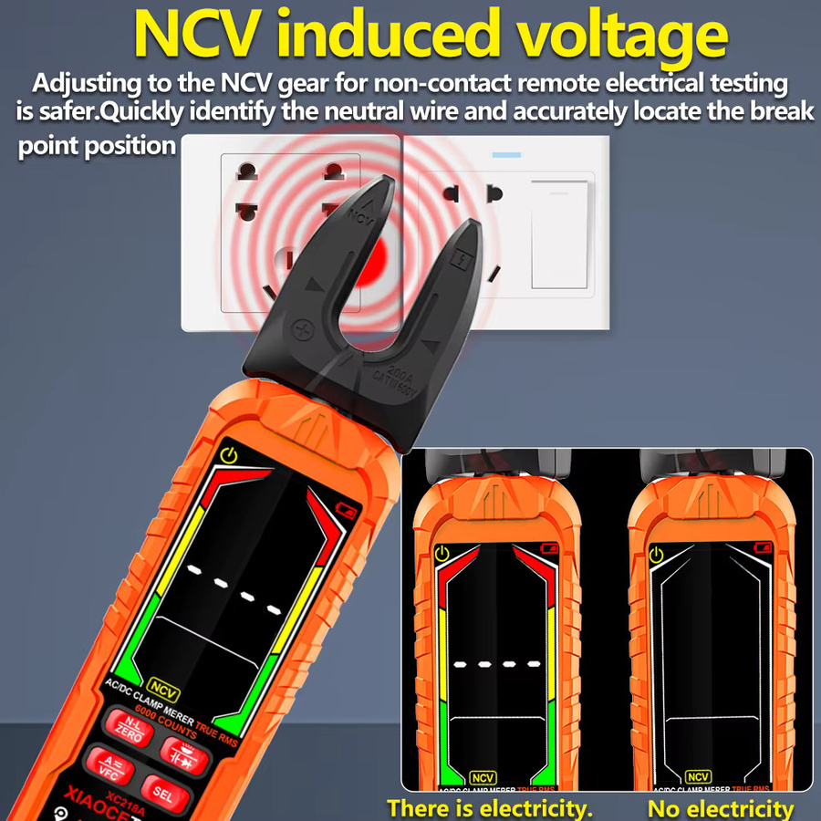 XIAOCETOOL Multifunktions-Strommessgerät mit großkalibriger Klemmzange in Orange für die Elektrowartung - Bild 4