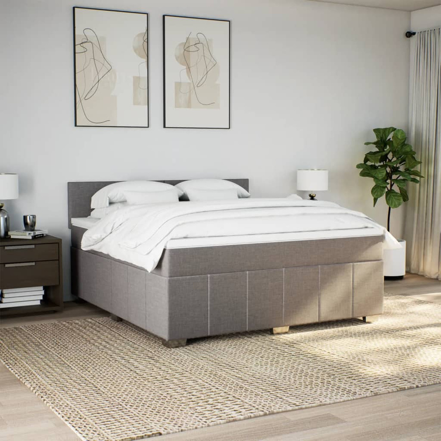vidaXL Boxspringbett mit Matratze in Beige, Hybrid-Design mit Taschenfederkern, B/T: 180 x 200 cm - Bild 2