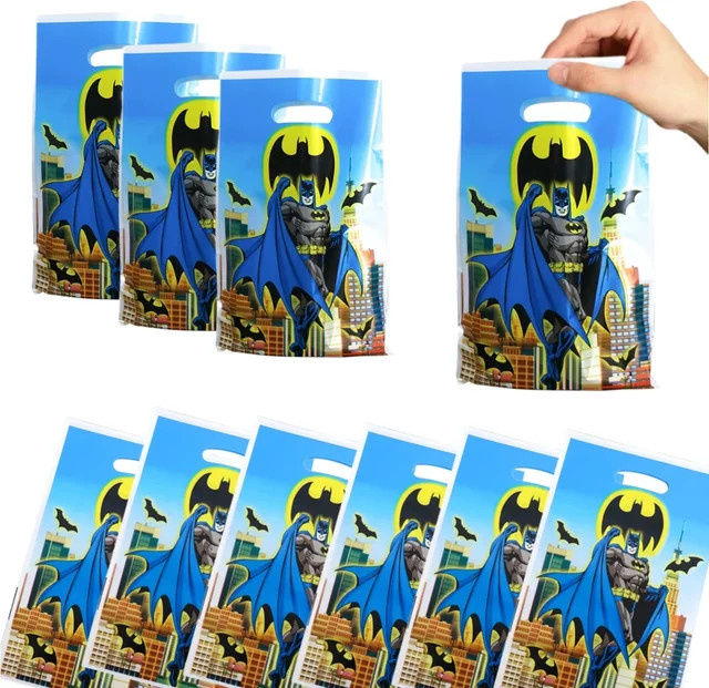 Batman Geschenktüten für Kindergeburtstag und Partydekoration Blau aus Kunststoff - Bild 1