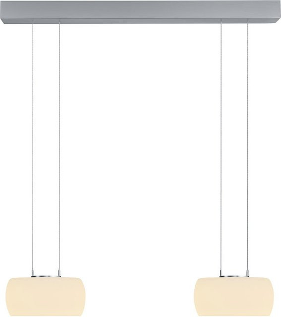 Bankamp Bold 2367 LED-Pendelleuchte 2-flammig aus Aluminium und Glas in Silber und Weiß, dimmbar mit dim2warm Technologie (2200K - 2700K), höhenverstellbar - Bild 1