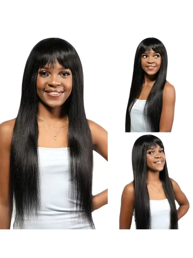 G&T Wig Haarperücke synthetisch, blond, schwarz, lang, glatt, mit Pony, Damen - Bild 6