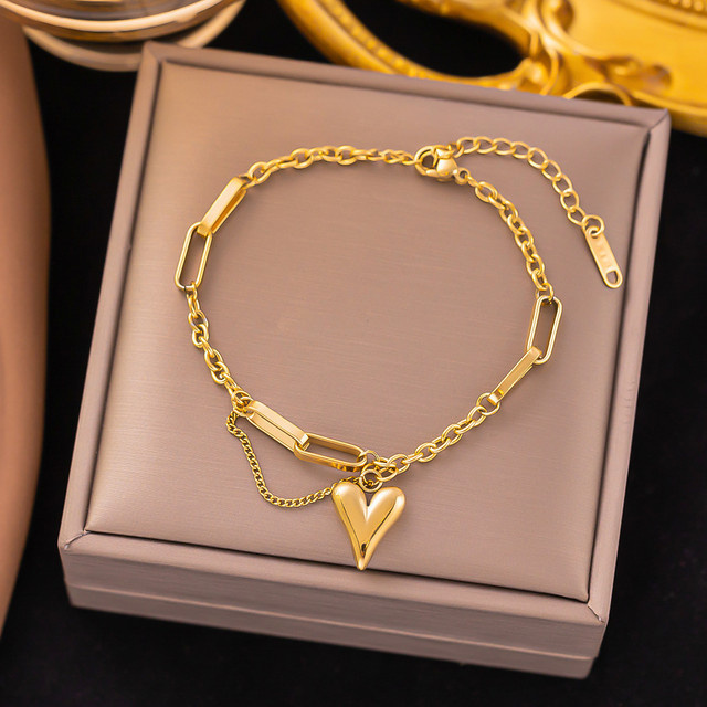 LUXUKISSKIDS Armband, Herz-Gliederkette, Gold, Damen - Bild 1