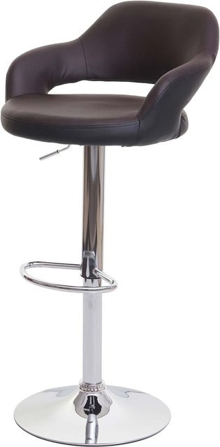 Barhocker MCW-F16 Drehhocker mit Lehne aus Kunstleder in Braun-Schwarz - Bild 1