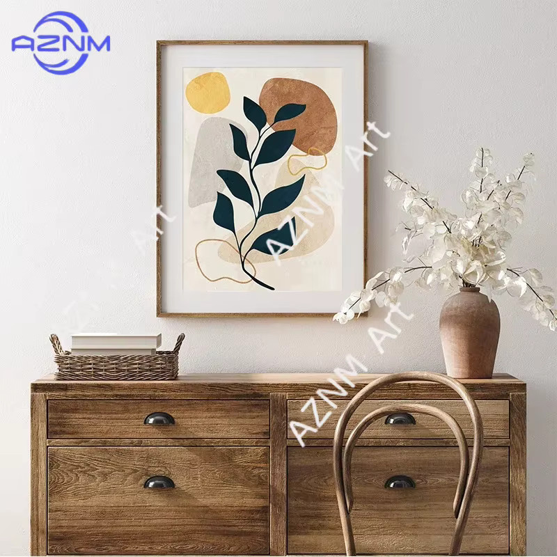 KAYOU Leinwandgemälde mit tropischen Pflanzen in modernen Morandi-Farben, botanische Wandkunst für dein Wohnzimmer oder Schlafzimmer, mehrfarbig - Bild 2