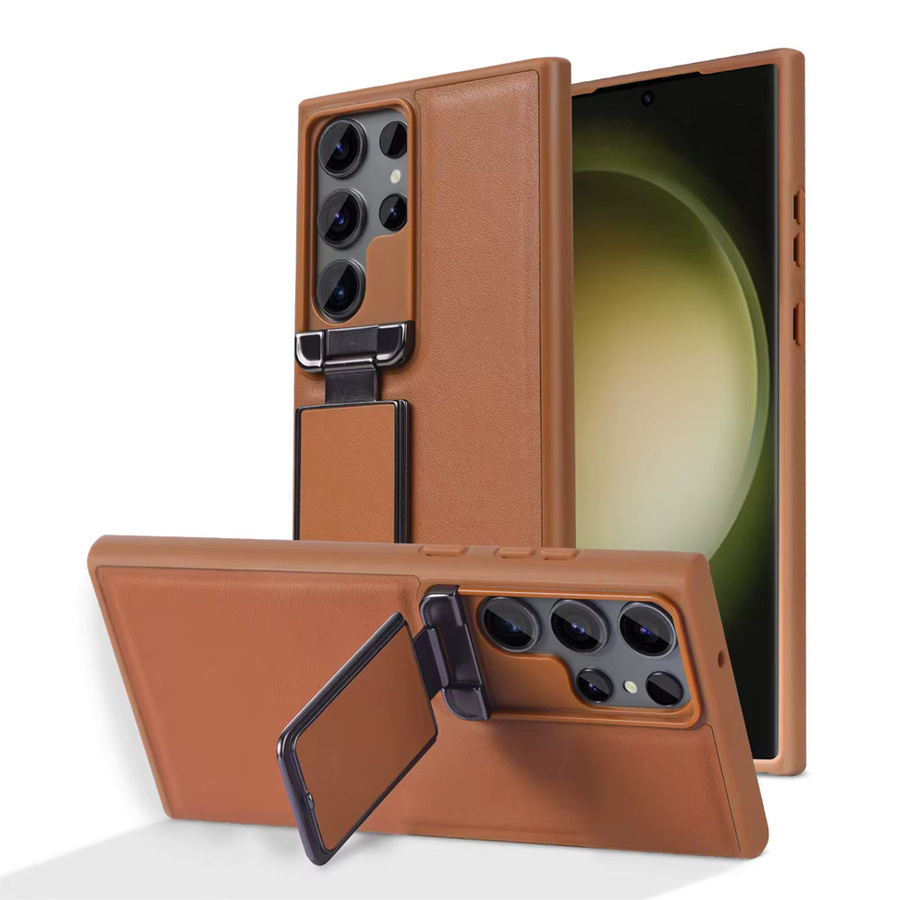 Luxuriöse Business-Lederhülle für Samsung Galaxy S22, S23 Ultra und S23 Plus in Braun mit Kameraobjektivschutz, Klappfunktion und Standfunktion - Bild 2