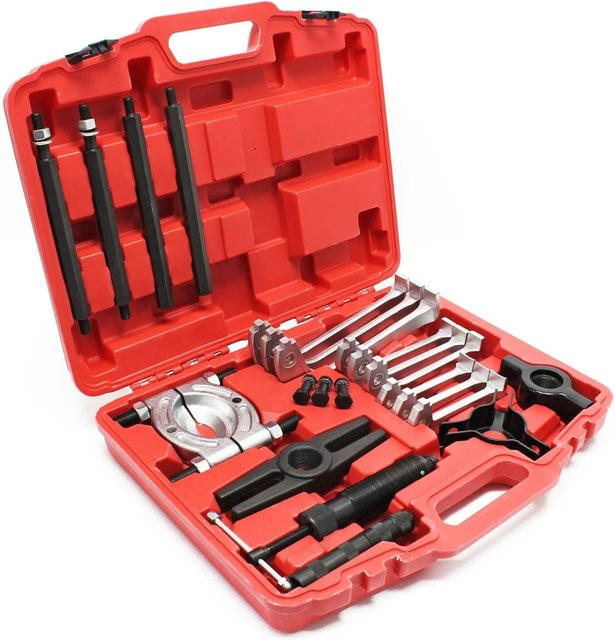 Wiltec Hydraulik Abzieher Set 10T Lagerabzieher in Rot im Koffer - Bild 1