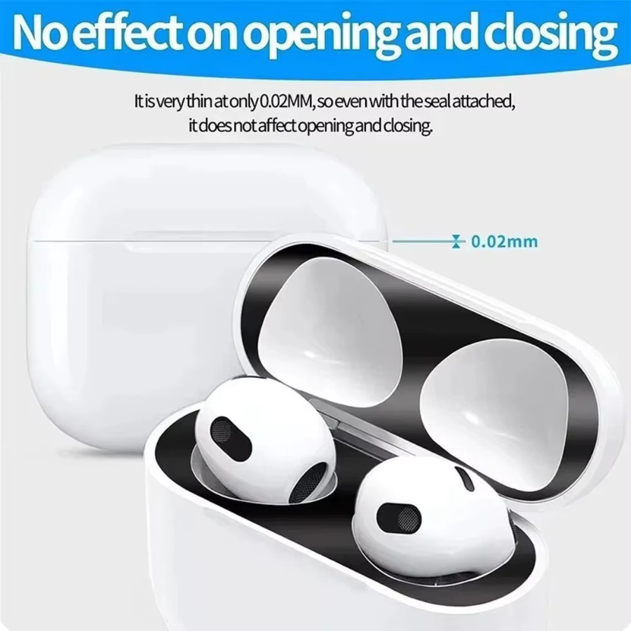 Staubdichte und kratzfeste Schutzabdeckung für Apple AirPods Pro 3 inklusive Innenschutzfolie und Metallaufklebern - Bild 2