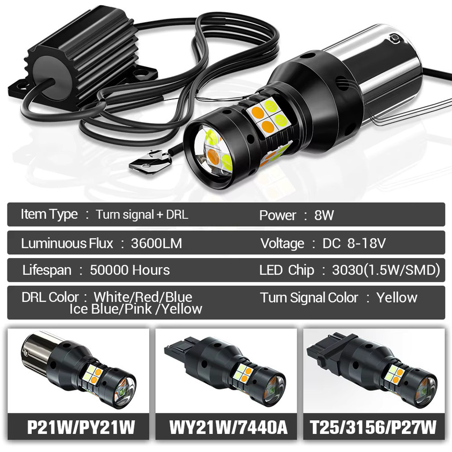 LECIBUBI LED Dual Modus Blinker und Tagfahrlicht DRL Set für Volvo V50 2003-2012, 2 Stück, Schwarz - Bild 2