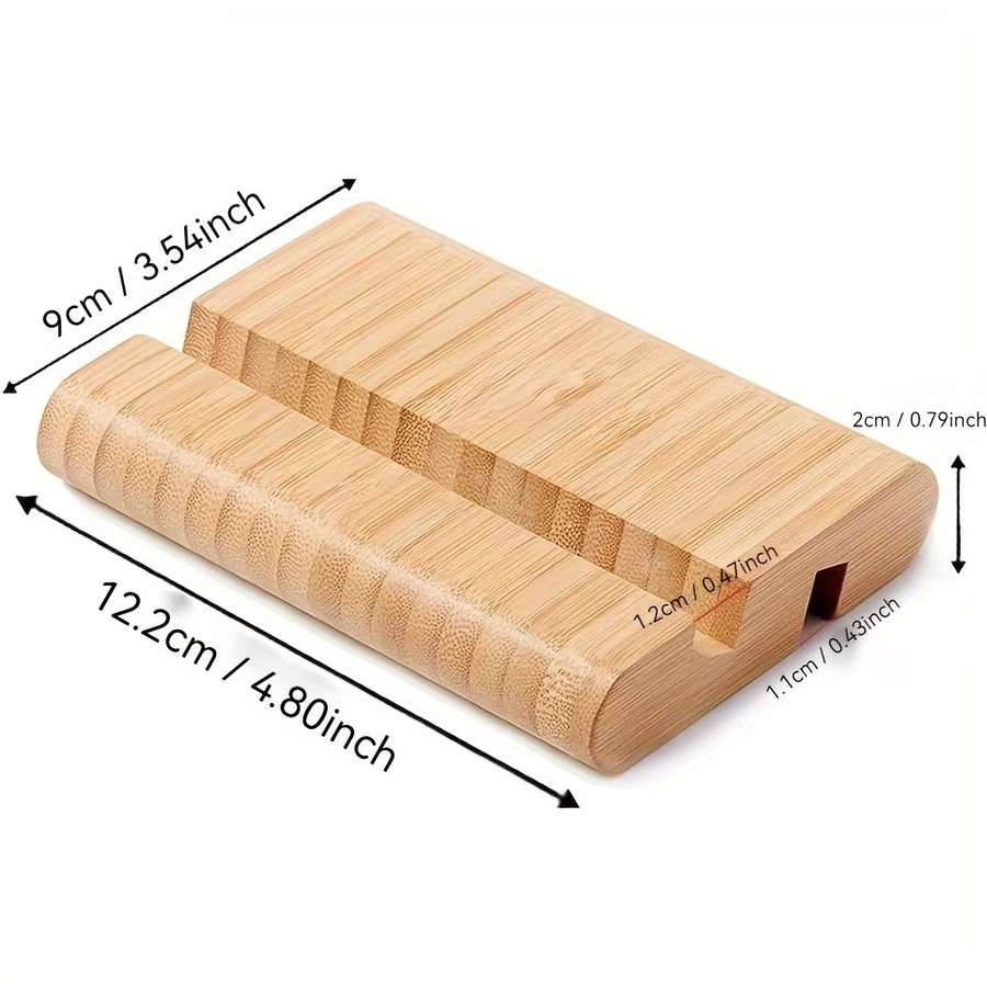 Handy Halter aus Holz in Braun für iPhone, iPad, Samsung und Laptop als Desktop Halterung - Bild 3
