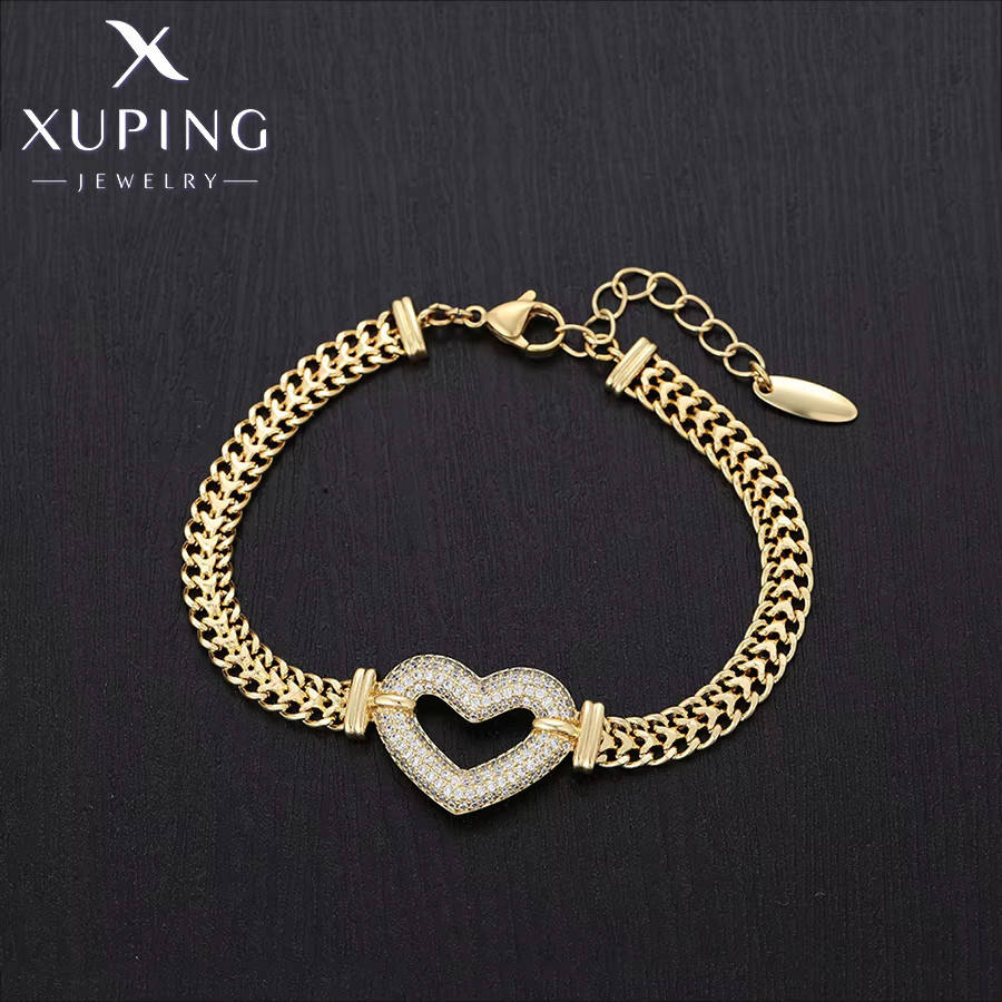 Xuping Schmuckset Halskette, Armband, Herz, Gold, Zirkonia, Damen - Bild 2