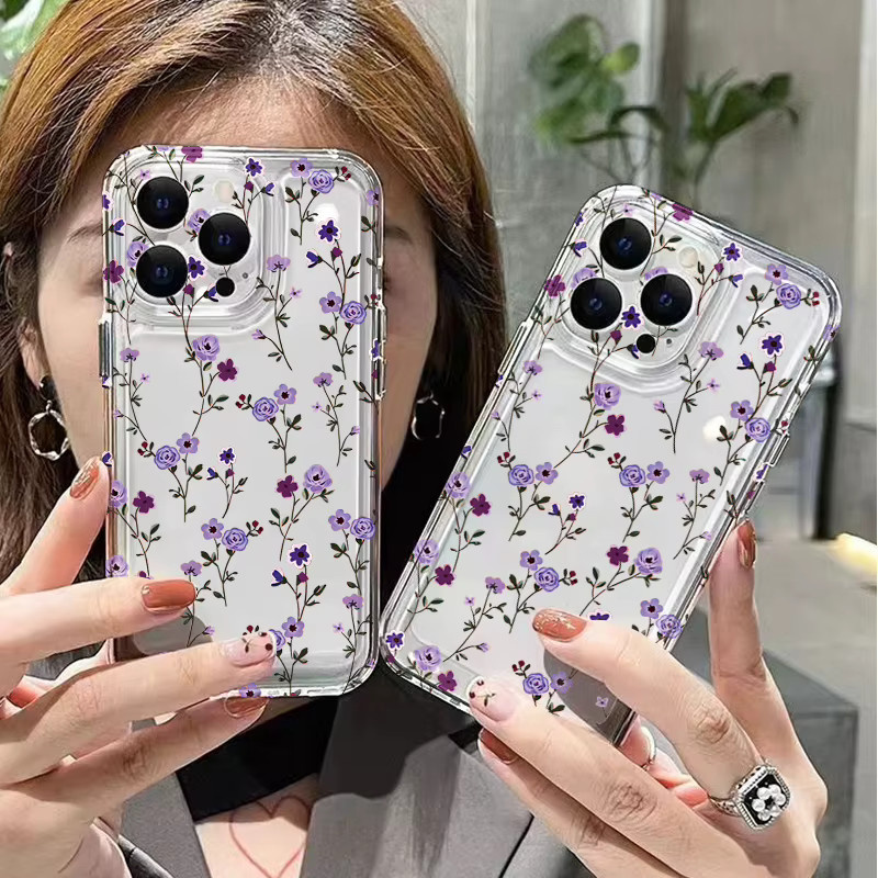 Transparente Handyhülle mit buntem Blumenmuster für Samsung Galaxy S26 S25 S24 S23 S22 Ultra Plus S21 FE A16 A36 A35 A55 A34 A54 A53 - Bild 2