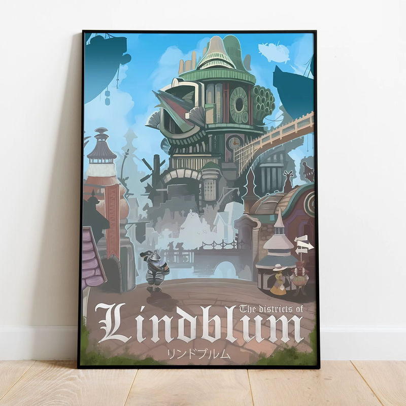 Potdemiel Leinwand Wandkunst Final Fantasy Alexandria The Kingdom Of Dark City Tree Settlement Poster Mehrfarbig - Bild 1