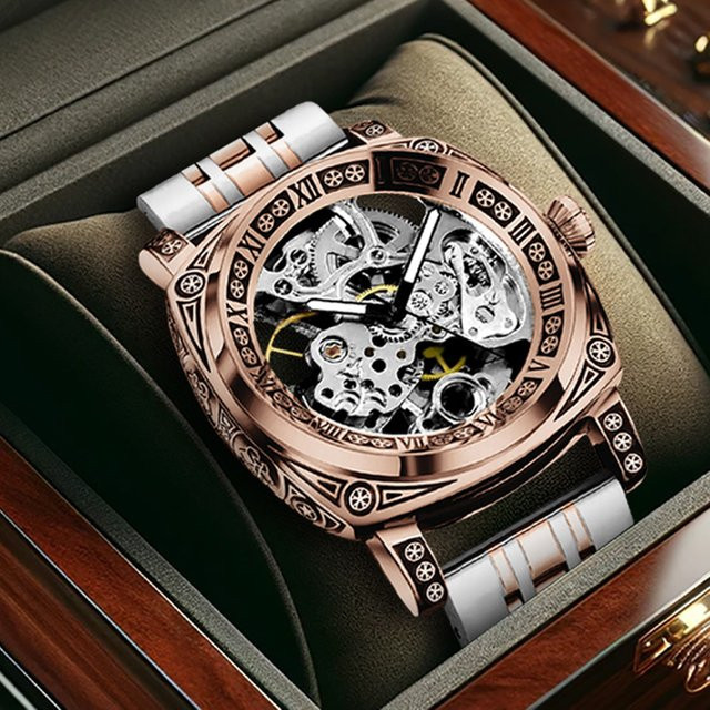 CAROTIF Armbanduhr, Roségold, Edelstahl, Analoguhr, Herren - Bild 1