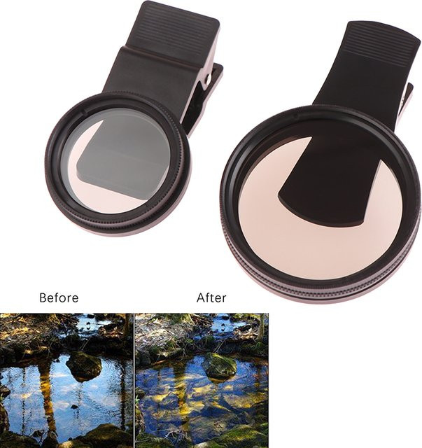 SD&HI Universal Tragbarer Professioneller CPL-Filter mit Clip für Smartphone-Weitwinkelobjektive 37/52 mm Schwarz - Bild 1