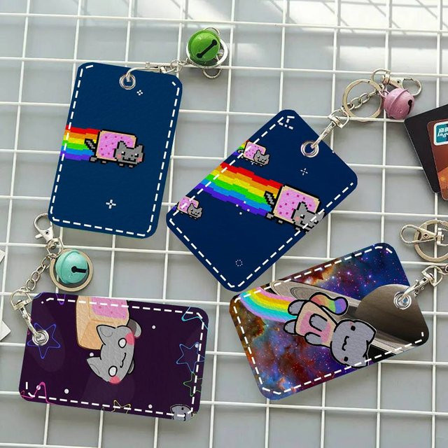 Schlüsselanhänger N-nyan Cat, Leder, Kartenetui - Bild 1