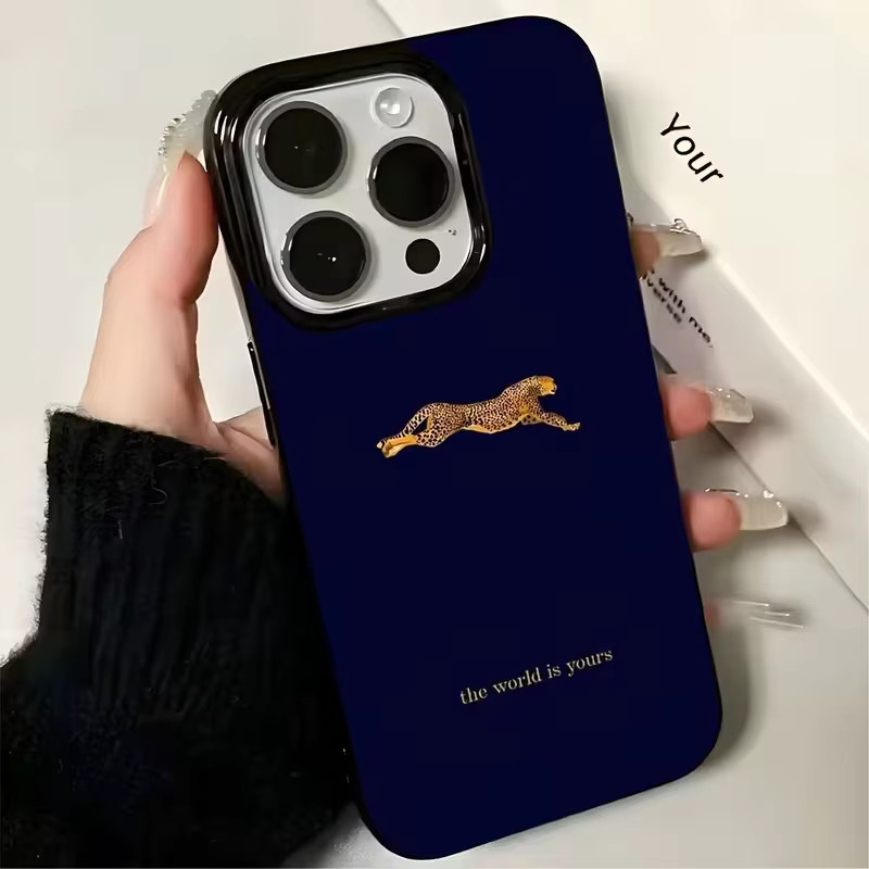 Tiefblaue Handyhülle mit Leopardenmuster aus Soft TPU für Apple iPhone Modelle - Bild 2