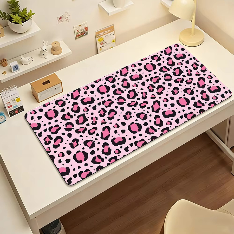 Rosa Mauspad mit Leopardenmuster, rutschfeste Schreibtischunterlage aus Gummi für PC und Laptop, pink - Bild 6