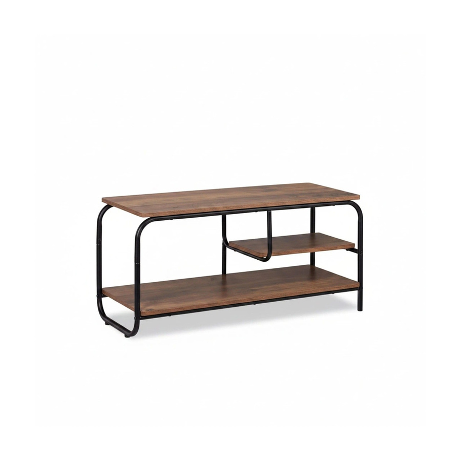 Relaxdays TV Board im Industrial Stil aus Holzwerkstoff und Metall in Braun und Schwarz, B/T/H: 90 x 35 x 43 cm - Bild 2