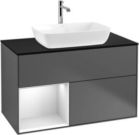 V&B Waschtischunterschrank Finion 100 in Anthrazit lackiert, B/T/H: 100 x 50,1 x 50,1 cm - Bild 1