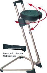 Bedrunka+Hirth Stehhilfe Komfortsitz aus PU in Grau, Höhe: 60-80 cm - Bild 1