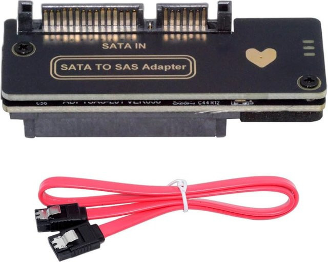 JoniSerl SATA zu SAS Adapter für 2,5 und 3,5 Zoll SFF-8482 SAS Festplatten zu Motherboard SATA Konverter in Schwarz - Bild 1